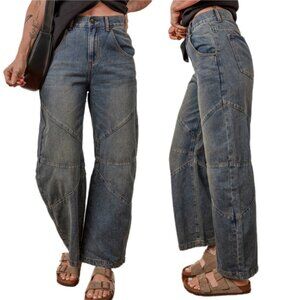 women's Exposed Stitch High Waist Wide Leg Jeans – Sizes 4 to 16